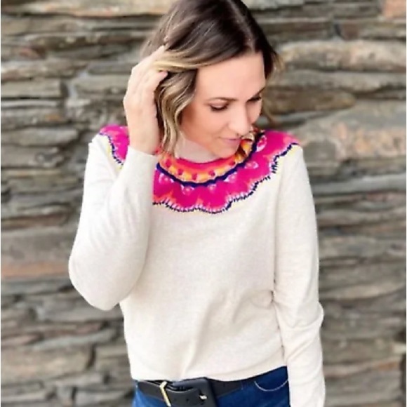 CAbi | Winsome Pullover Turtleneck Embroidered Sweater, NWT - Picture 1 of 8